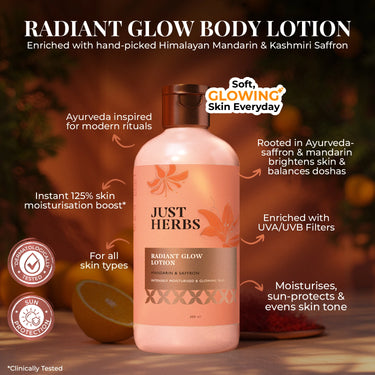 Just Herbs Radiant Glow Body Lotion with Mandarin & Saffron - 300ml